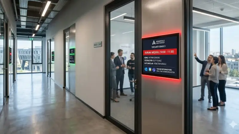 Ankara Teknokentlerinde Ofis Verimliliği: Toplantı Odası Bilgi Ekranları ile Rezervasyon Karmaşasına Son