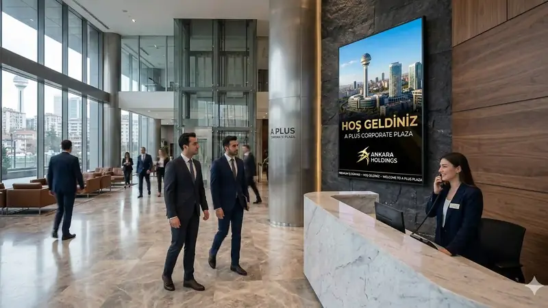 Çukurambar Plazalarında Kurumsal Prestij: Digital Signage ile Modern Karşılama ve İç İletişim