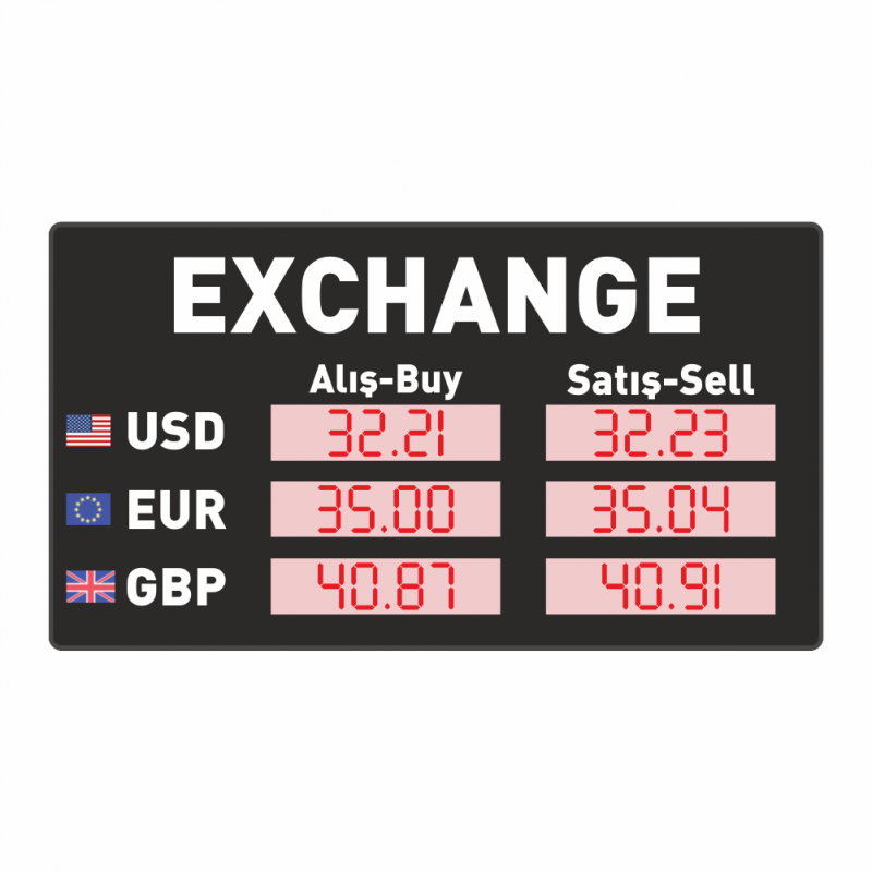 Döviz Kuru Panosu 40x50CM - Ekras Teknoloji