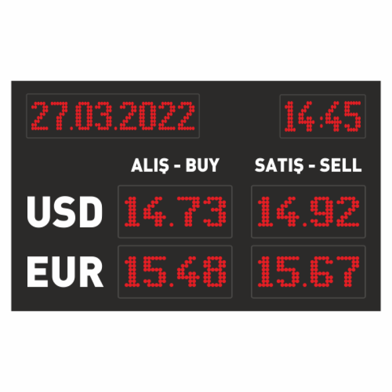 Döviz Kuru Tabelası - Ekras Teknoloji