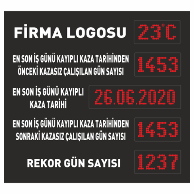 Kazasız İş Günü Panosu Sayacı 120x130CM