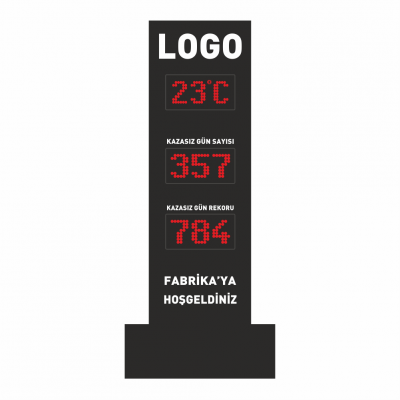 Kazasız İş Günü Panosu Sayacı Totem 230x90CM