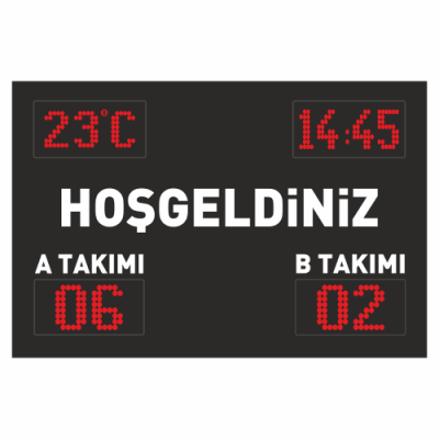 Halı Saha Skorbord Panosu 80x120CM (A-B Takımı | Saat | Derece)