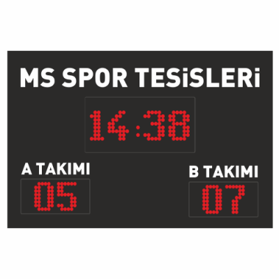 Halı Saha Skorbord Panosu 80x120CM (A-B Takımı | Saat | Firma İsmi)