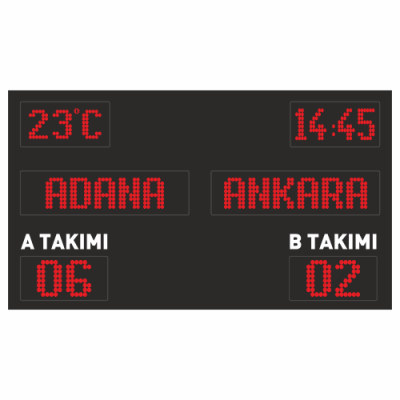 Halı Saha Skorbord Panosu 80x140CM (A-B Takımı | Saat | Derece)