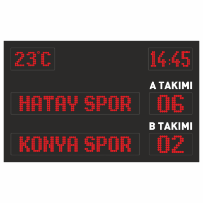 Halı Saha Skorbord Panosu 90x145CM (A-B Takımı | Saat | Derece)