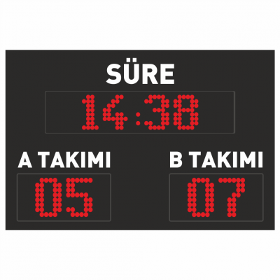 Halı Saha Skorbord Panosu 50x150CM (A-B Takımı | Süre | Korna)