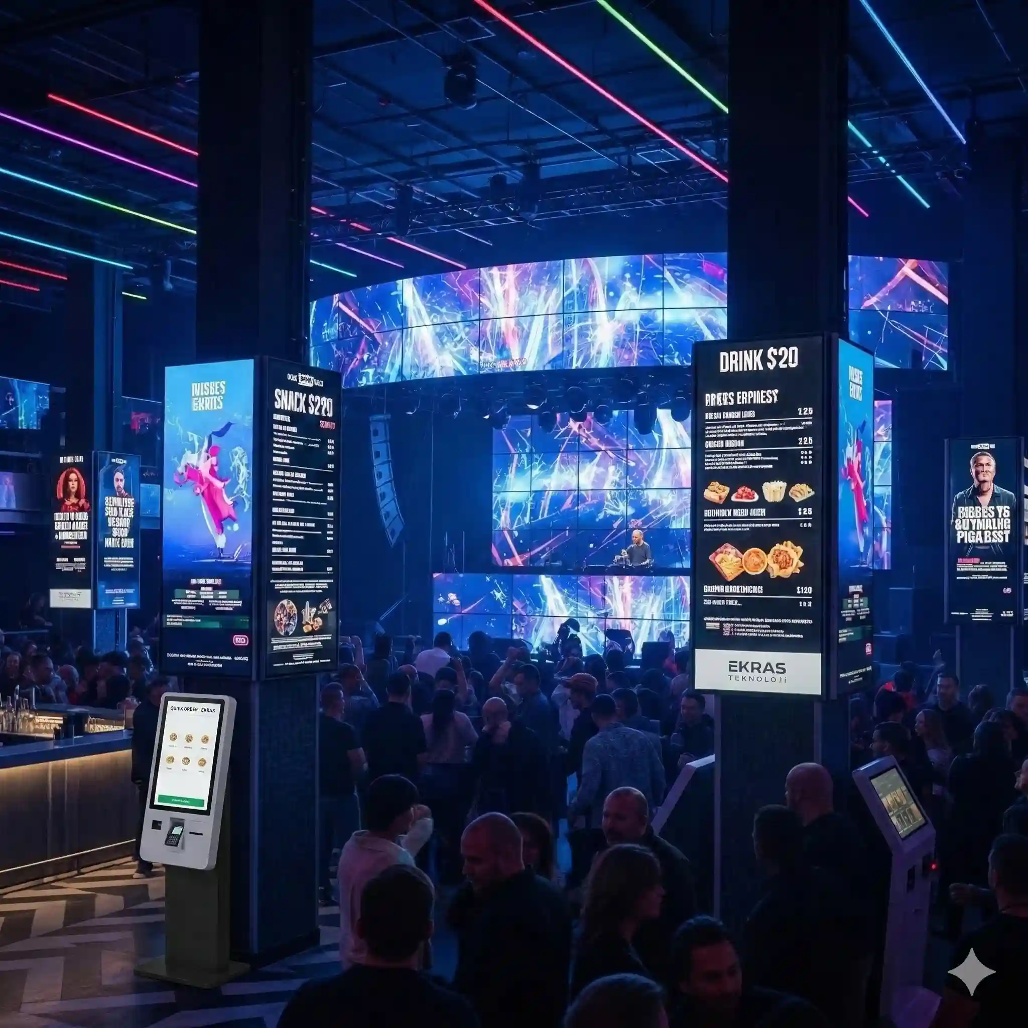 Eğlence ve gece hayatı mekanları için dijital ekran çözümleri