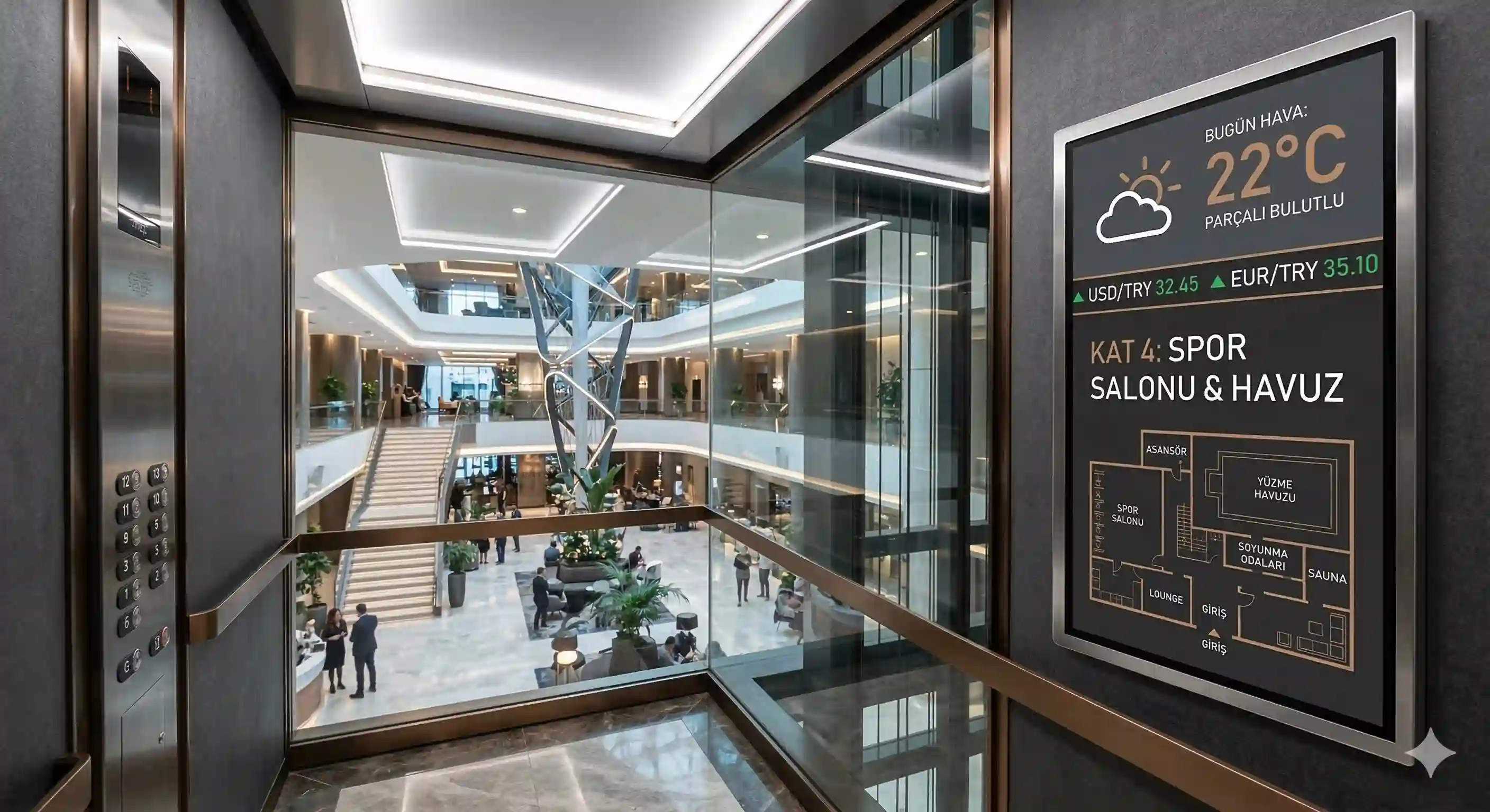 Asansör Ekranı - Otel ve konaklama için dijital ekran çözümü